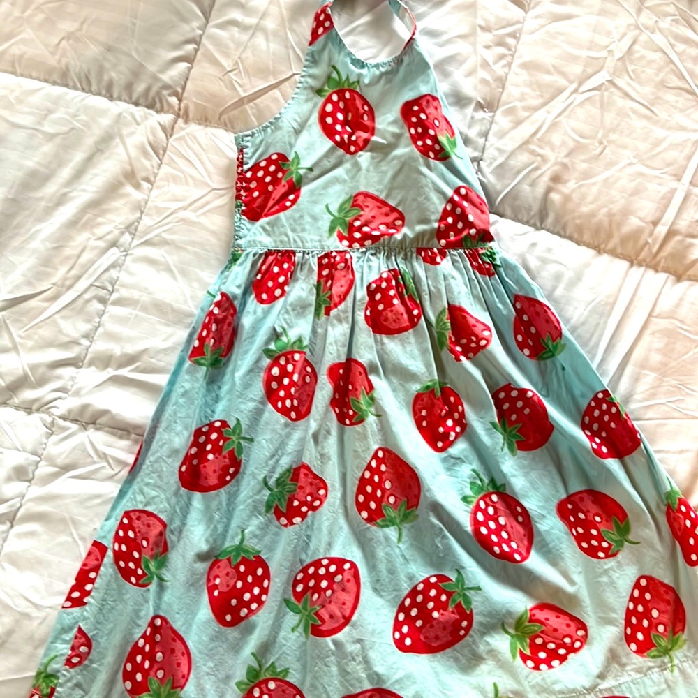 Mini Boden Summer Strawberry Halter Dress 7/8